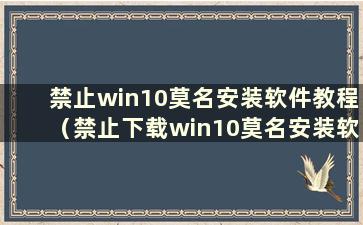 禁止win10莫名安装软件教程（禁止下载win10莫名安装软件教程）