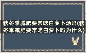 秋冬季减肥要常吃白萝卜汤吗(秋冬季减肥要常吃白萝卜吗为什么)