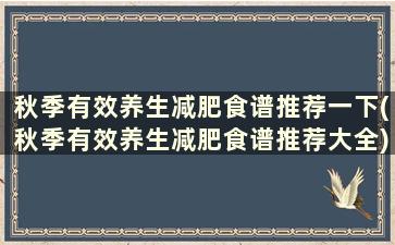 秋季有效养生减肥食谱推荐一下(秋季有效养生减肥食谱推荐大全)