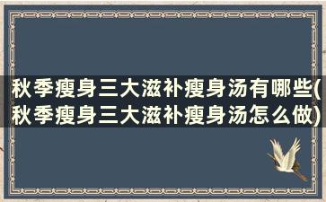 秋季瘦身三大滋补瘦身汤有哪些(秋季瘦身三大滋补瘦身汤怎么做)