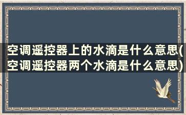 空调遥控器上的水滴是什么意思(空调遥控器两个水滴是什么意思)