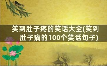 笑到肚子疼的笑话大全(笑到肚子痛的100个笑话句子)