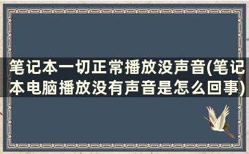 笔记本一切正常播放没声音(笔记本电脑播放没有声音是怎么回事)