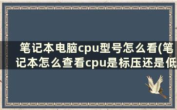 笔记本电脑cpu型号怎么看(笔记本怎么查看cpu是标压还是低压)