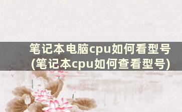 笔记本电脑cpu如何看型号(笔记本cpu如何查看型号)