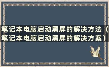 笔记本电脑启动黑屏的解决方法（笔记本电脑启动黑屏的解决方案）