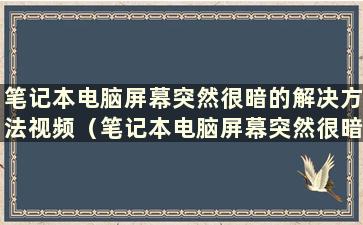 笔记本电脑屏幕突然很暗的解决方法视频（笔记本电脑屏幕突然很暗的解决办法是什么）