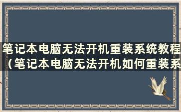 笔记本电脑无法开机重装系统教程（笔记本电脑无法开机如何重装系统）