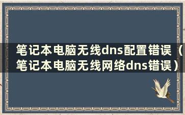 笔记本电脑无线dns配置错误（笔记本电脑无线网络dns错误）