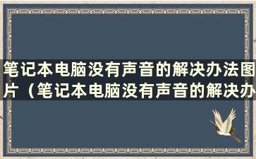 笔记本电脑没有声音的解决办法图片（笔记本电脑没有声音的解决办法）