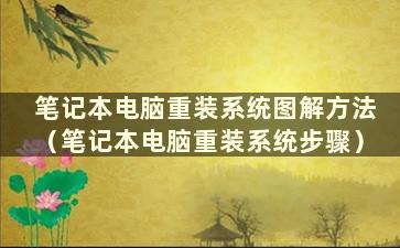 笔记本电脑重装系统图解方法（笔记本电脑重装系统步骤）