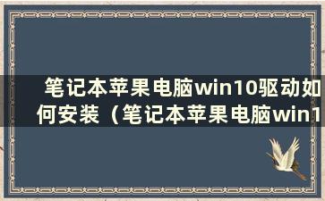 笔记本苹果电脑win10驱动如何安装（笔记本苹果电脑win10驱动安装软件）