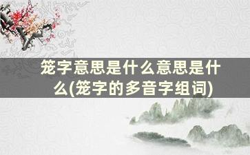 笼字意思是什么意思是什么(笼字的多音字组词)