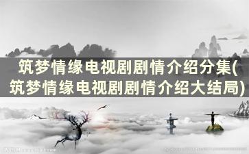 筑梦情缘电视剧剧情介绍分集(筑梦情缘电视剧剧情介绍大结局)