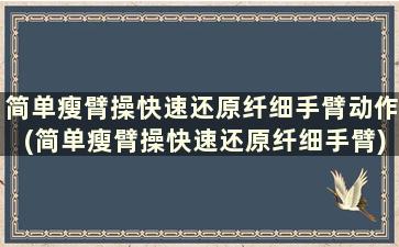 简单瘦臂操快速还原纤细手臂动作(简单瘦臂操快速还原纤细手臂)