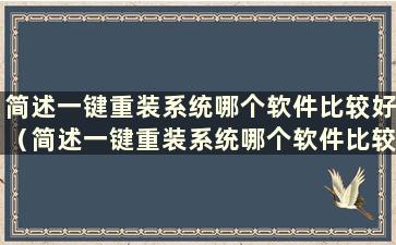 简述一键重装系统哪个软件比较好（简述一键重装系统哪个软件比较好）