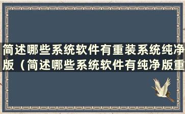 简述哪些系统软件有重装系统纯净版（简述哪些系统软件有纯净版重装系统软件好用）