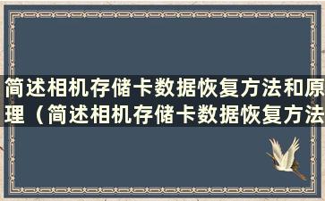 简述相机存储卡数据恢复方法和原理（简述相机存储卡数据恢复方法和步骤）