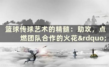 篮球传球艺术的精髓：助攻，点燃团队合作的火花”