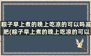 粽子早上煮的晚上吃凉的可以吗减肥(粽子早上煮的晚上吃凉的可以吗会胖吗)