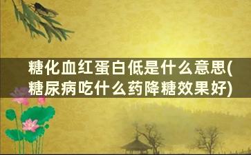 糖化血红蛋白低是什么意思(糖尿病吃什么药降糖效果好)