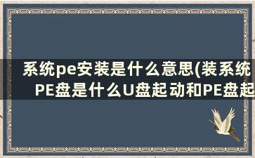 系统pe安装是什么意思(装系统PE盘是什么U盘起动和PE盘起动有什么不同)