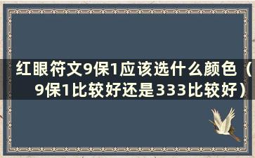 红眼符文9保1应该选什么颜色（9保1比较好还是333比较好）