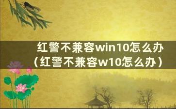 红警不兼容win10怎么办（红警不兼容w10怎么办）