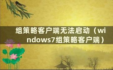 组策略客户端无法启动（windows7组策略客户端）