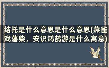 结托是什么意思是什么意思(燕雀戏藩柴，安识鸿鹄游是什么寓意)