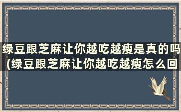 绿豆跟芝麻让你越吃越瘦是真的吗(绿豆跟芝麻让你越吃越瘦怎么回事)