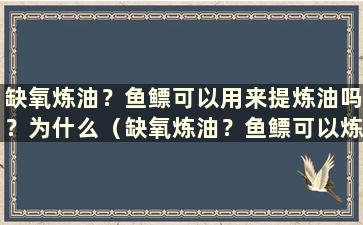 缺氧炼油？鱼鳔可以用来提炼油吗？为什么（缺氧炼油？鱼鳔可以炼油吗？）