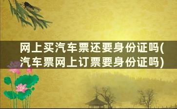 网上买汽车票还要身份证吗(汽车票网上订票要身份证吗)