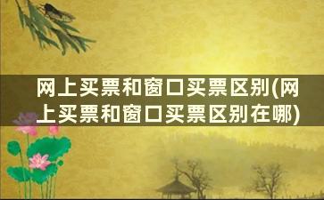 网上买票和窗口买票区别(网上买票和窗口买票区别在哪)