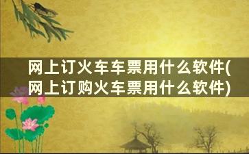 网上订火车车票用什么软件(网上订购火车票用什么软件)