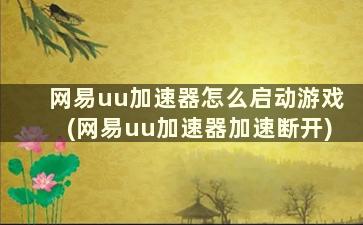 网易uu加速器怎么启动游戏(网易uu加速器加速断开)