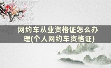 网约车从业资格证怎么办理(个人网约车资格证)