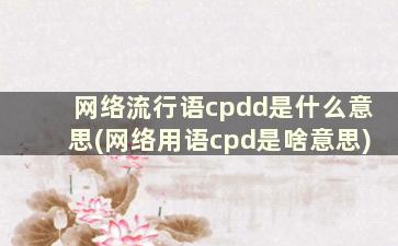 网络流行语cpdd是什么意思(网络用语cpd是啥意思)