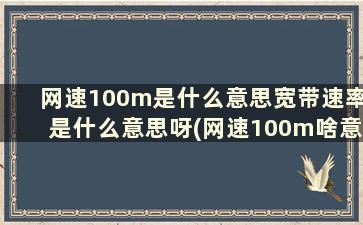 网速100m是什么意思宽带速率是什么意思呀(网速100m啥意思)