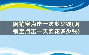 网销宝点击一次多少钱(网销宝点击一天要花多少钱)