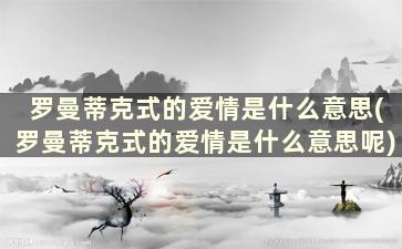 罗曼蒂克式的爱情是什么意思(罗曼蒂克式的爱情是什么意思呢)