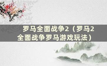 罗马全面战争2（罗马2全面战争罗马游戏玩法）