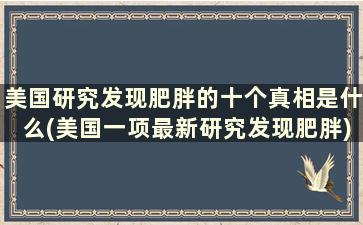 美国研究发现肥胖的十个真相是什么(美国一项最新研究发现肥胖)