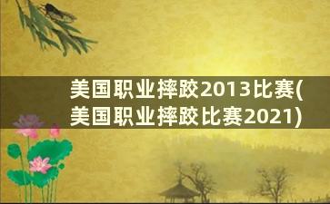 美国职业摔跤2013比赛(美国职业摔跤比赛2021)