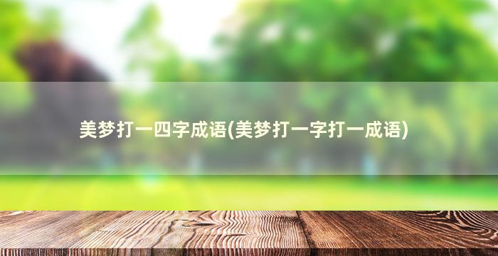 美梦打一四字成语(美梦打一字打一成语)