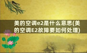 美的空调e2是什么意思(美的空调E2故障要如何处理)