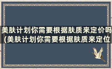 美肤计划你需要根据肤质来定价吗(美肤计划你需要根据肤质来定位吗)