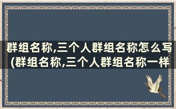 群组名称,三个人群组名称怎么写(群组名称,三个人群组名称一样)