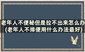 老年人不便秘但是拉不出来怎么办(老年人不排便用什么办法最好)