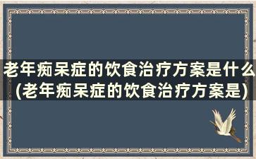 老年痴呆症的饮食治疗方案是什么(老年痴呆症的饮食治疗方案是)